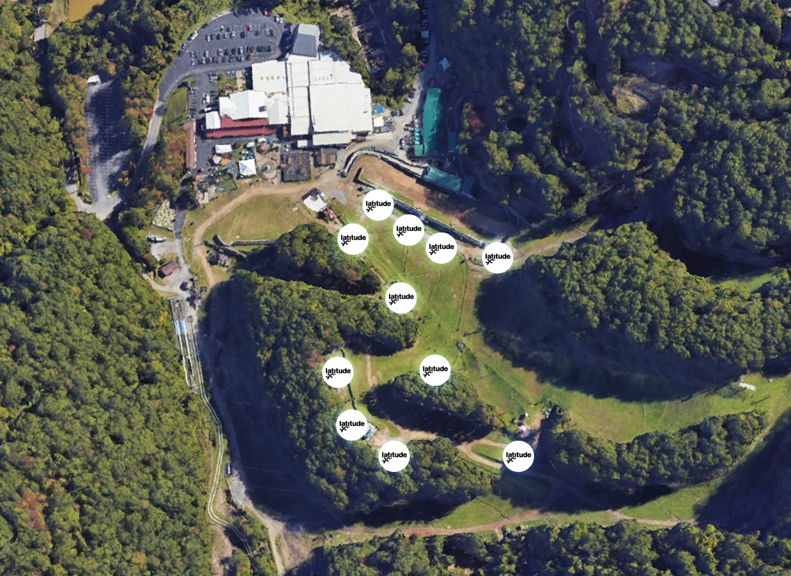 Aerial view showing the 11 Latitude 90 L-Series machines installed at the Ober Mountain site